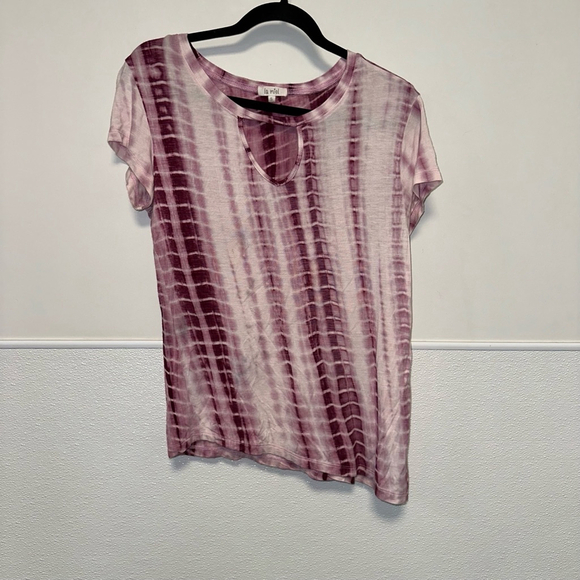 Women's La Miel T-shirt Size S Purple Tie Dye Small Teardrop Cutout - Picture 7 of 8